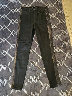 Joe's Jeans The Charlie Black Skinny Jeans with Leather Look Side Panels